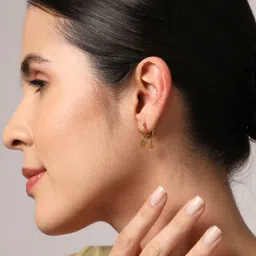 Shein Women Hinge Clasp Dangling Coin Charm Hoop Earrings image 2