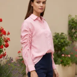 Shein Drop Shoulder Drawstring Sleeves Striped Shirt image 2