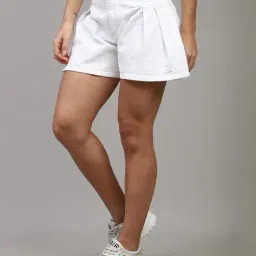 Shein Pleated Flared Mini Denim Shorts image 2