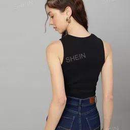Shein Casual Sleeveless Ribbed Tank Top with Side Cut-Outs image 2