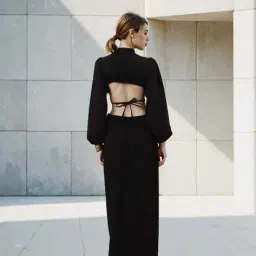 Shein Balloon Sleeve Chain Detail Cut-Out A-Line Dress image 2