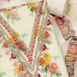 peachmode Women Embroidered Unstitched Dress Material image 2