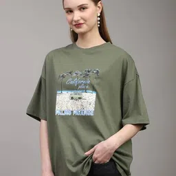 Shein Drop Shoulder Typographic Chest Print Oversized Fit Crew Tshirt image 2