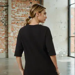 Shein Oversized Fit Drop Shoulder Typographic Chest Print Long Tshirt image 2