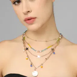 Shein Women Beaded Layered Necklace with Star & Coin Charm-picture-21