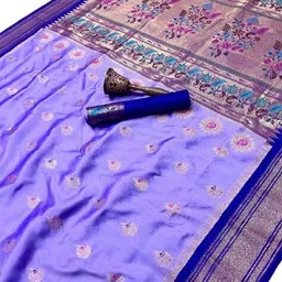 leeli peeri designer Women Paithani Silk Saree with Contrast Border image 2