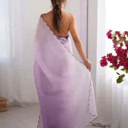 ri-wah Women Design Cutwork Chiffon Traditional Saree image 2