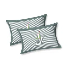 jaipur fabric 254 TC Striped King Bedsheet with Pillow Covers image 2