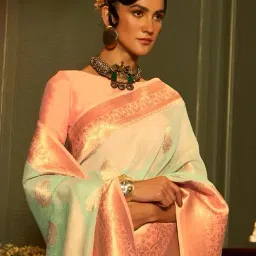 ri-wah Paisley Woven Banarasi Saree with Contrast Zari Border image 2