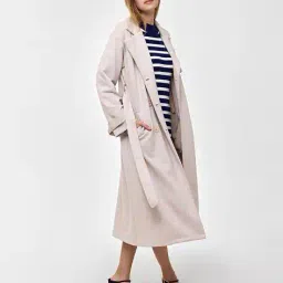 cover story Women Regular Fit Double-Breasted Overcoat with Tie-Up Belt image 2