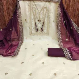 peachmode Women Embroidery Unstitched Dress Material image 2