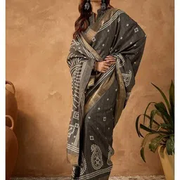 saree mall Women Ethnic Motif Design Zari Silk Ethnic Motif Saree  image 2