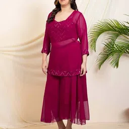deebaco Women Embroidered 3-Piece Co-Ord Set image 2