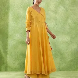 jaipur kurti Women Cotton Angrakha Kurta Set image 2