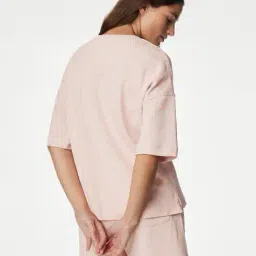 marks & spencer Women Cotton T-Shirt & Shorts Set image 2