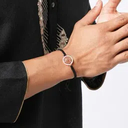 minutiae Men Brass Crystals Rose Gold-Plated Cuff Bracelet image 2