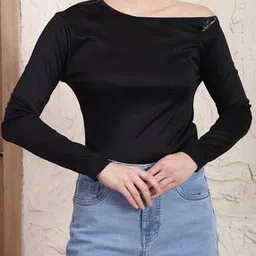 Shein Asymmetrical Neck Brooch Detail Full Sleeve Bodysuit-picture-37