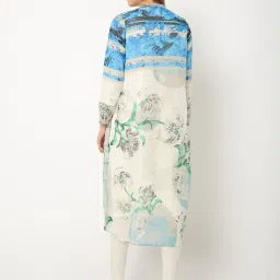 Wishful Printed Layered Straight Kurta with Mandarin Collar image 3