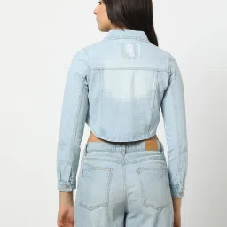 lee cooper Women Regular Fit Cropped Trucker Jacket image 3