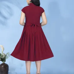 fashion dream Girls Fit & Flare Dress with Spread Collar image 3
