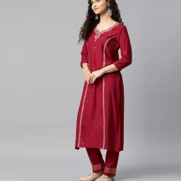 shewill Embroidered Straight Kurta Set with Dupatta image 3