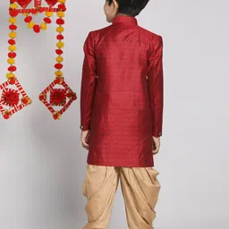 vastramay Woven Mandarin-Collar Sherwani Set image 3