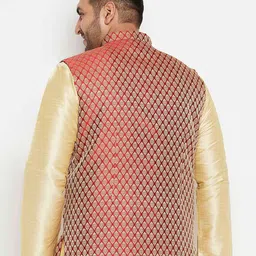 vastramay plus Jaquard Nehru Jacket with Welt Pockets image 3