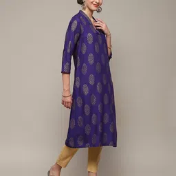 biba Women Floral Print V-Neck Straight Kurta image 3