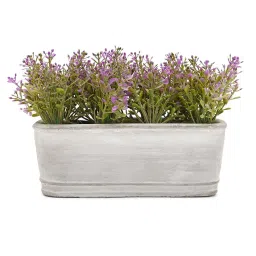 pure home and living Purple Faux Plant with Rectangular Cement Pot image 3