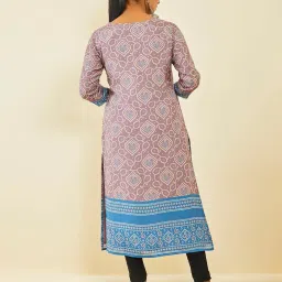 soch Bandhani Print Round-Neck Straight Kurta image 3