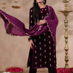 ishin Embroidered Straight Kurta Suit Set image 3