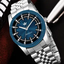 crestello CR-G021-BLU-CH Analogue Wrist Watch with Mesh Strap image 3