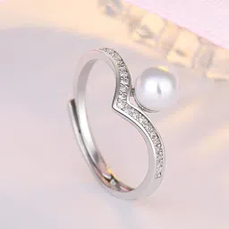 myki Silver-Plated American Diamond-Studded Ring image 3