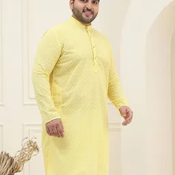 sojanya Men Embroidered Regular Fit Long Kurta with Mandarin Collar image 3