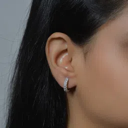 ornate jewels 925 Sterling Silver American Diamond Studded Bali Stud Earrings image 3
