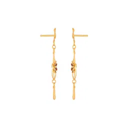 p.c. chandra jewellers Yellow Gold Floral-Design Drop Earrings image 3