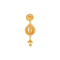 joyalukkas Floral-Design Yellow Gold Drop Earrings image 3