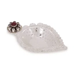 osasbazaar Sterling Silver Diya with Stone Work Silver Articles image 3