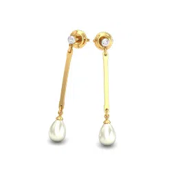 kuberbox Yellow Gold Diamond and Pearl Mauktik Drop Earrings image 3