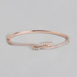 zavya Rose Gold-Plated Stone-Studded Sterling Silver Kada Bracelet image 3