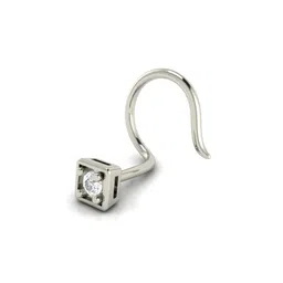 avsar White Gold Diamond-Studded Parthavi Nose Pin image 3