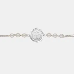 srijagdamba pearls dealer Set of 2 Pure Silver Om Rakhis image 3