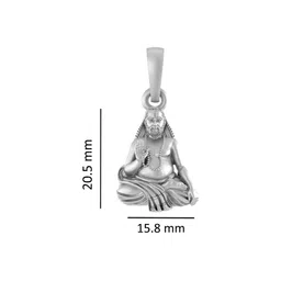 akshat sapphire Sterling Silver Lord Raghavendra Pendant with Chain image 3