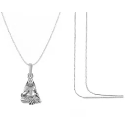 akshat sapphire Sterling Silver Raghavendra Swamy Pendant with Chain image 3