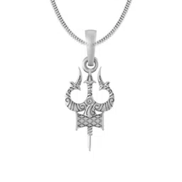 akshat sapphire Sterling Silver Shiva Trishul Chain Pendant image 3