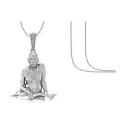 akshat sapphire Sterling Silver Swami Samarth Pendant with Chain image 3