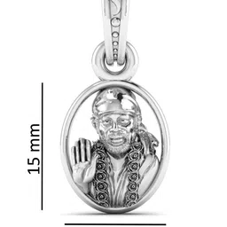 akshat sapphire Sterling Silver God Shree Sai Baba Chain Pendant image 3