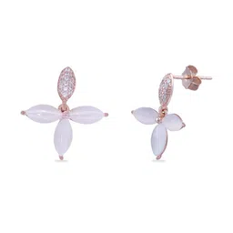 bhima jewels Sterling Silver Stone-Studded Floral Earrings image 3