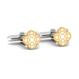 kuberbox Men Yellow Gold Diamond-Studded Clover Letter O Cufflinks image 3