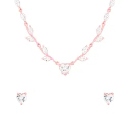 giva Women Sterling Silver Rose Gold-Plated Leafy Heart Jewellery Set image 3